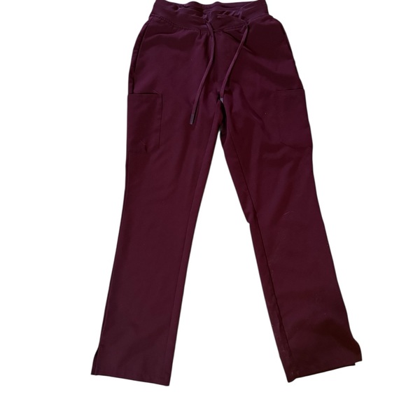 Mandala Scrub Pants in Maroon for women in size XS. - Picture 1 of 5